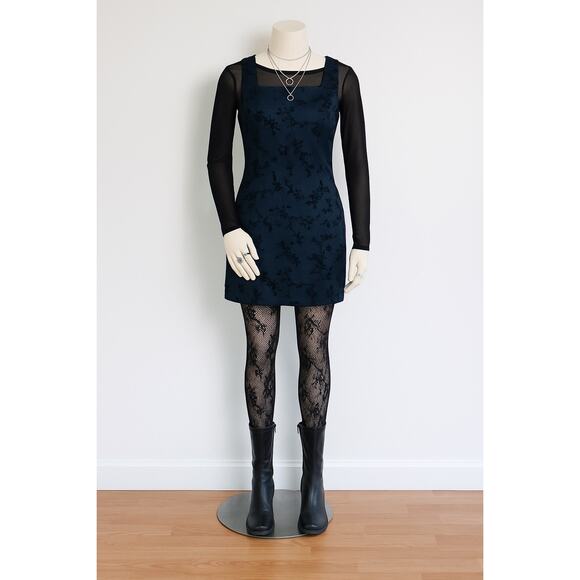 Vintage City Triangle Whimsigoth Satin Glitter Floral Mini Dress Goth Glam Party - Picture 14 of 15